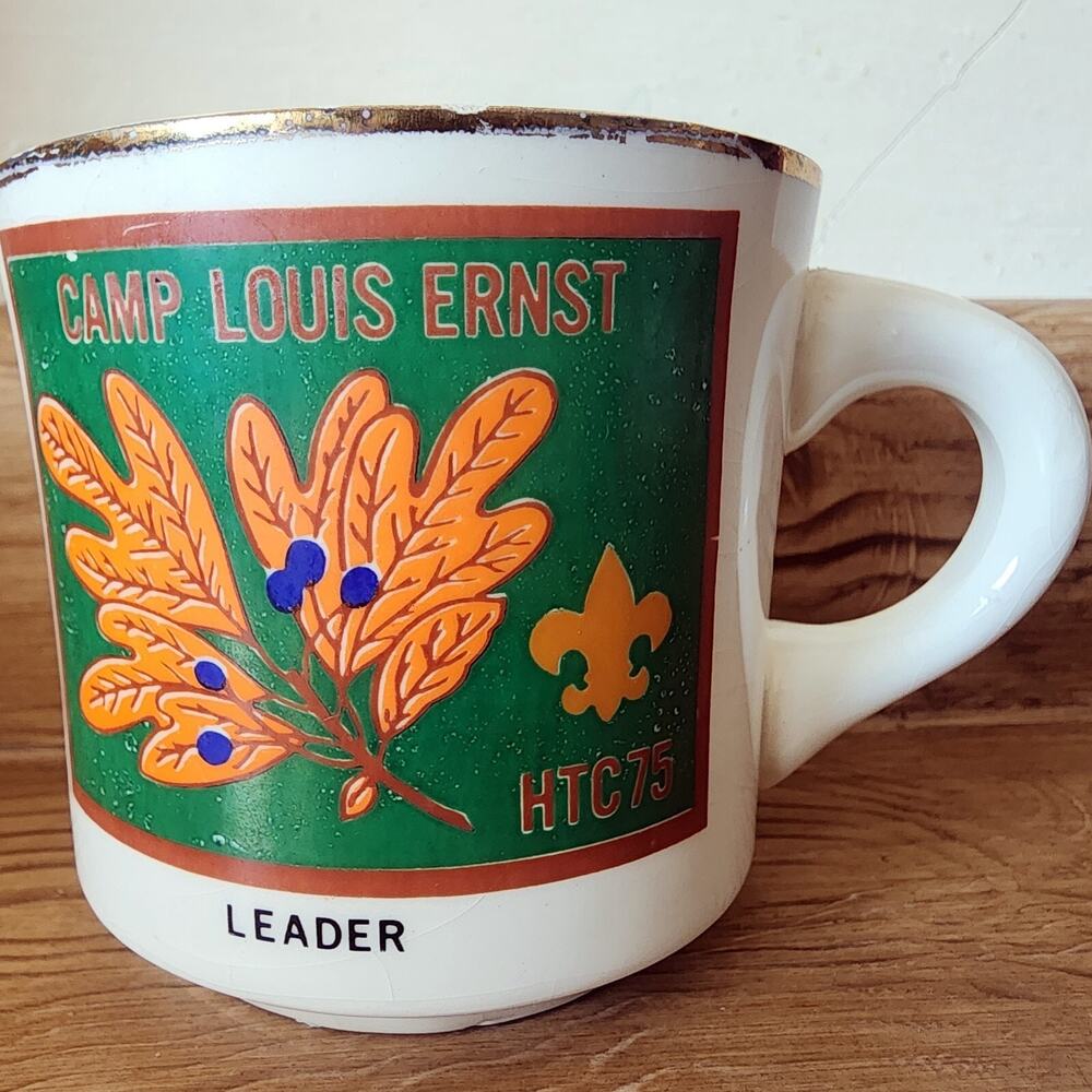 Vintage Boy Scouts Camp Louis Ernst HTC75 Leader Mug Cup BSA Please Read Desc *